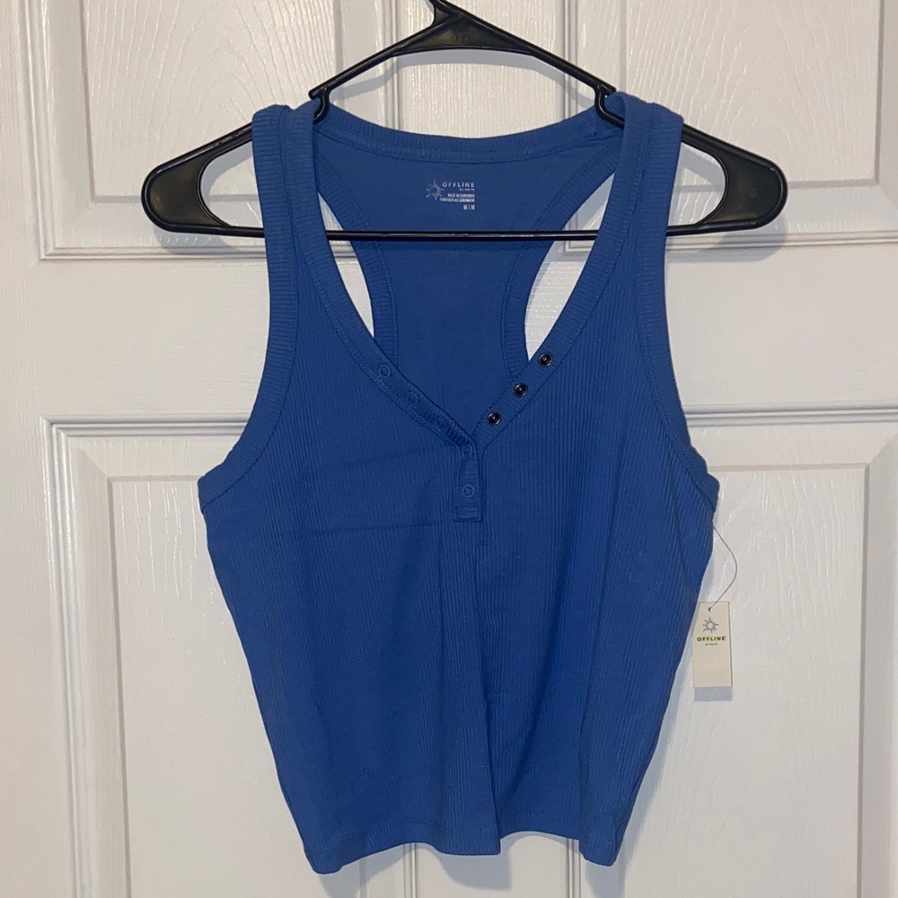 NWT AERIE Cropped Henley tank with built in bra